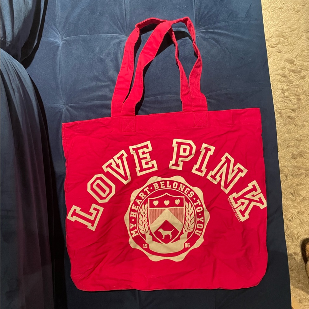 Hot pink PINK tote bag